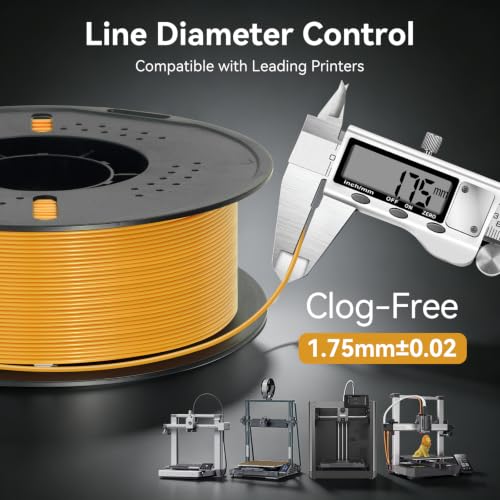 Image of Kingroon PETG 3D Printer Filament, High Strength, Low Warping, Odorless, Dimensional Accuracy + /- 0.02 mm, 1kg Spool(2.2lbs), 1.75 mm, Orange