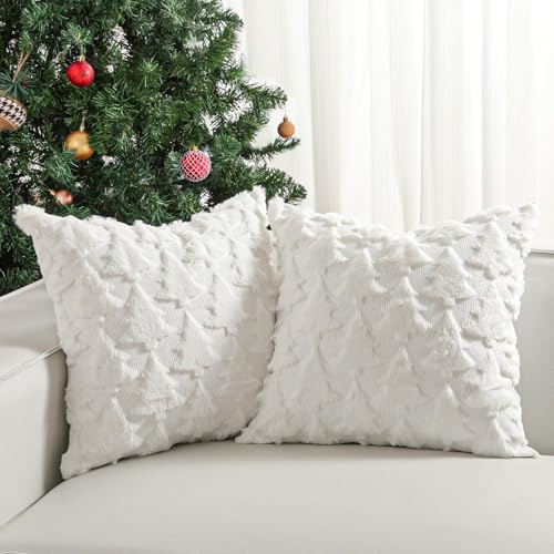 La mejor comparación de Cojin blanco . 48 BYHANG Juego de 2 Fundas de Almohada Navideñas de 45 x 45 cm, Funda de Cojín para Sofá, Diseño de Árbol de Navidad Decoración de Hogar, Adecuado para Sofá, Dormitorio,...