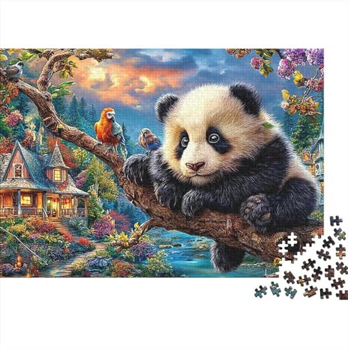 Rompecabezas de 1000 piezas para adultos, juego educativo de panda en árbol y juguete mental