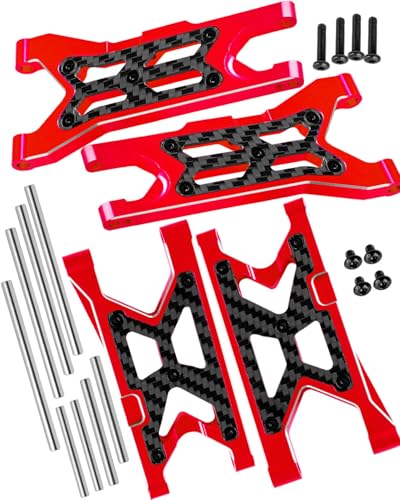 hopsupRC RC Carbon Fibre Front Rear Suspension Arms for 1/10 Senton/Granite/Vorteks 3S Blx & Mega 550 RC Car.Red