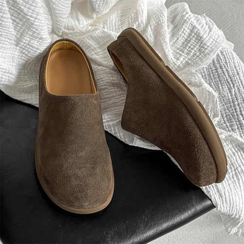 Men's Suede Clogs Leather Mules Slip on Memory Foam Loafers Comfort Soft Sole Non-Slip Potato Shoes Sandals3
