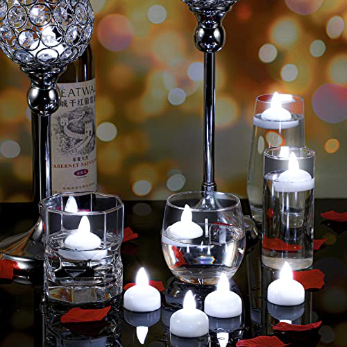 Image of Honoson 36 Pack 1.6 inch Flameless Led Floating Candles Waterproof Tealights Battery Operated Flickering Floating Candles for Wedding Centerpieces Pool Bath Party Anniversary Spa Home Decor(White Light)