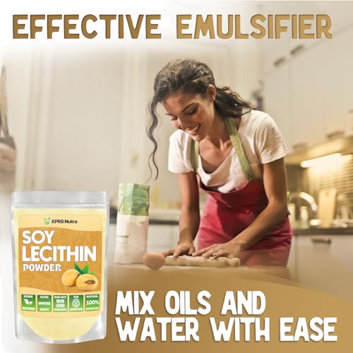 Image of XPRS Nutra Soy Lecithin Powder Food Grade Fat Emulsifier - Suitable for Cooking, Baking and More - Vegan Friendly Soy Lecithin Powder Cooking Aid (8 Ounce)