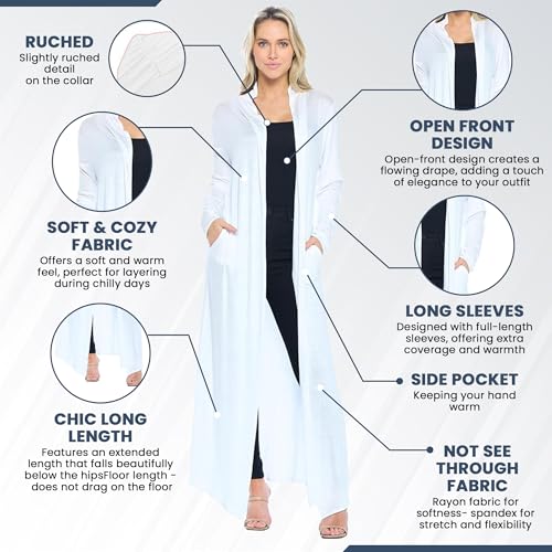 Image of Isaac Liev Women's Maxi Cardigan - Casual Long Flowy Open Front Floor Length Drape Lightweight Duster Sweater Made in USA