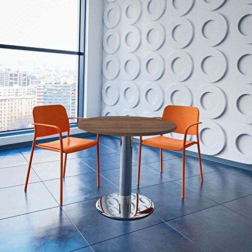 Weber Büro Optima runder Besprechungstisch Ø 80 cm Nussbaum Verchromtes Gestell Tisch Esstisch