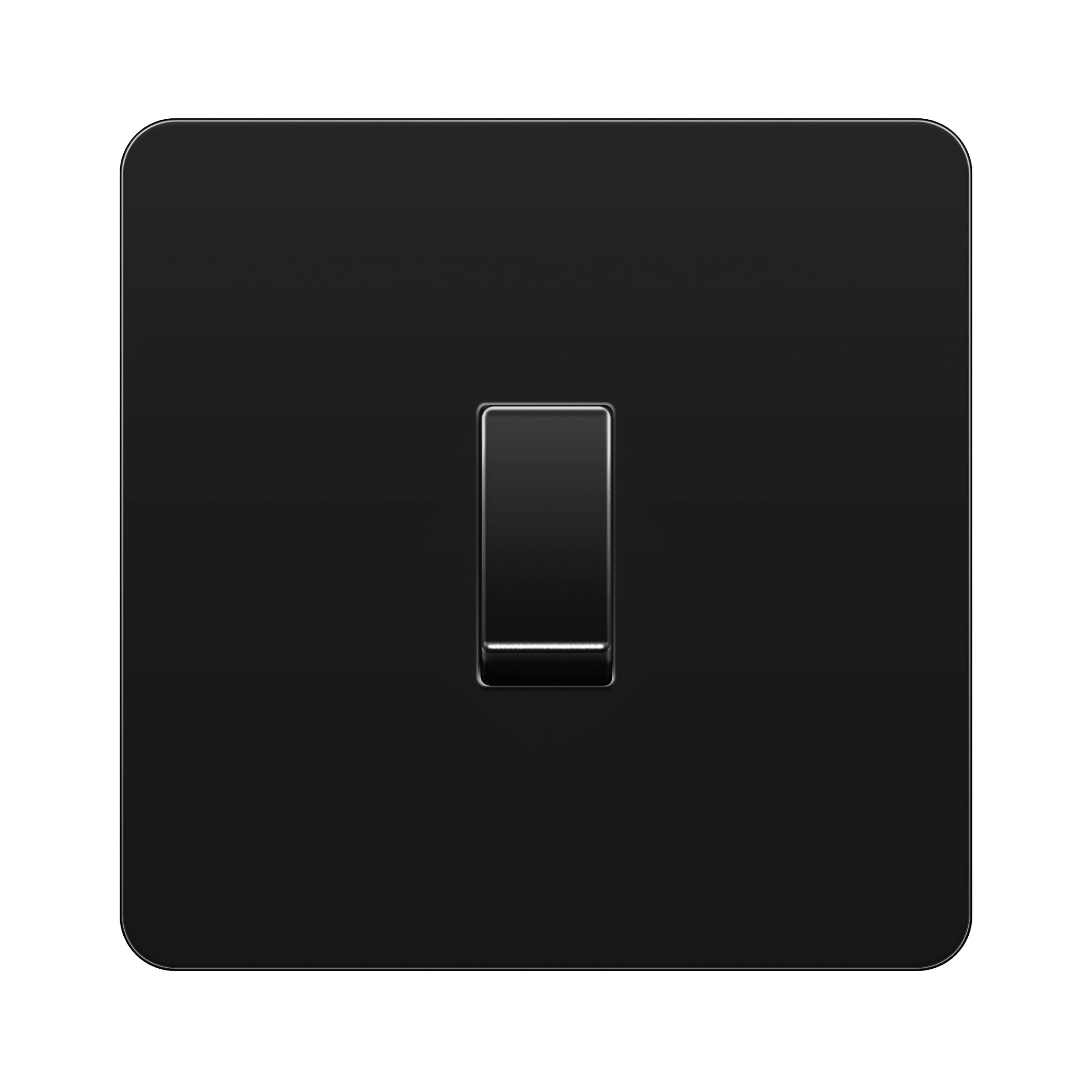 LIDER 1-Gang Screwless Light Switch, 1-Way/2-Way, UKCA Certified, Screwless Plastic Faceplate, Thermoplastic, Round Edges, 16A, Glossy Finish, Black