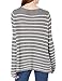Cable Stitch Women's Boat Neck Striped Sweater - Long Sleeve Lightweight Textured Soft Pullover Top (Large, Heather Grey/White)