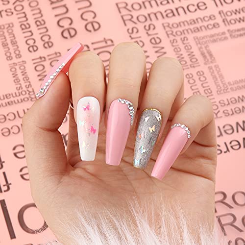 TOMICCA Gel Nägel Selber Set 6 * 8ml Schwarz Weiß Rosa Blau Farben Gel Nagellack mit 24/48W UV Lampe Glänzend Matte… – Bild 4