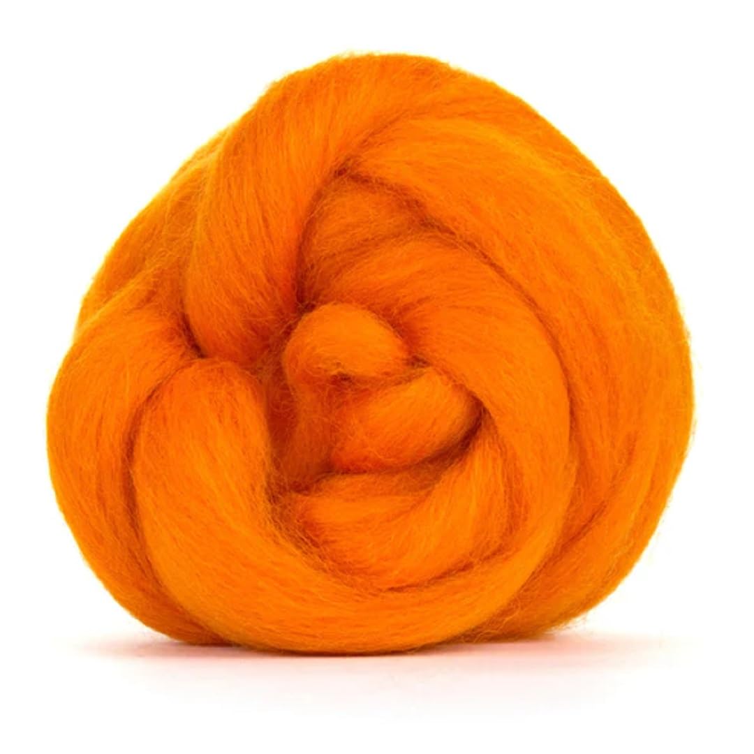 Revolution Fibers Dyed Corriedale Wool | 8 Ounces of Premium Combed Wool Top | 26 Micron, 100% Pure Corriedale Wool Roving, Ethically Sourced (Clementine Orange)