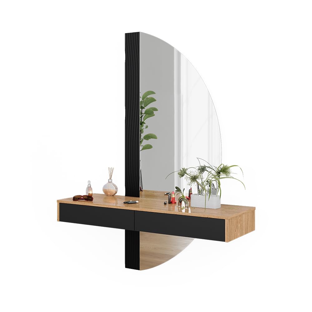 Vicco Schminktisch Melisa, Schwarz, 120 cm mit 2 Schubladen, Flexible Höhe möglich, perfekt auf individuelle Bedürfnisse einstellbar