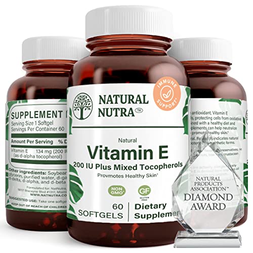 Natural Nutra dAlpha Tocopherol Vitamin E 200 IU Supplement for Skin