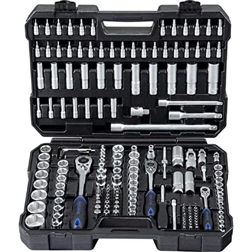 Projahn Proficraft Steckschlüssel Satz 182-tlg. (mit 6-Kant 1/4 Zoll & 3/8 Zoll & 1/2 Zoll Einsätze; Schrauberbits, Knarren 72 Zähne, Kunststoffkoffer) 8664