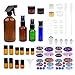 Kare & Kind Trousse de bouteille d'huile essentielle rechargeable - 16 flacons d'huile essentielle multi-formats, 3 flacons, 16 flacons, 78 étiquettes, 2 mini-fûts + entonnoir pour faciliter