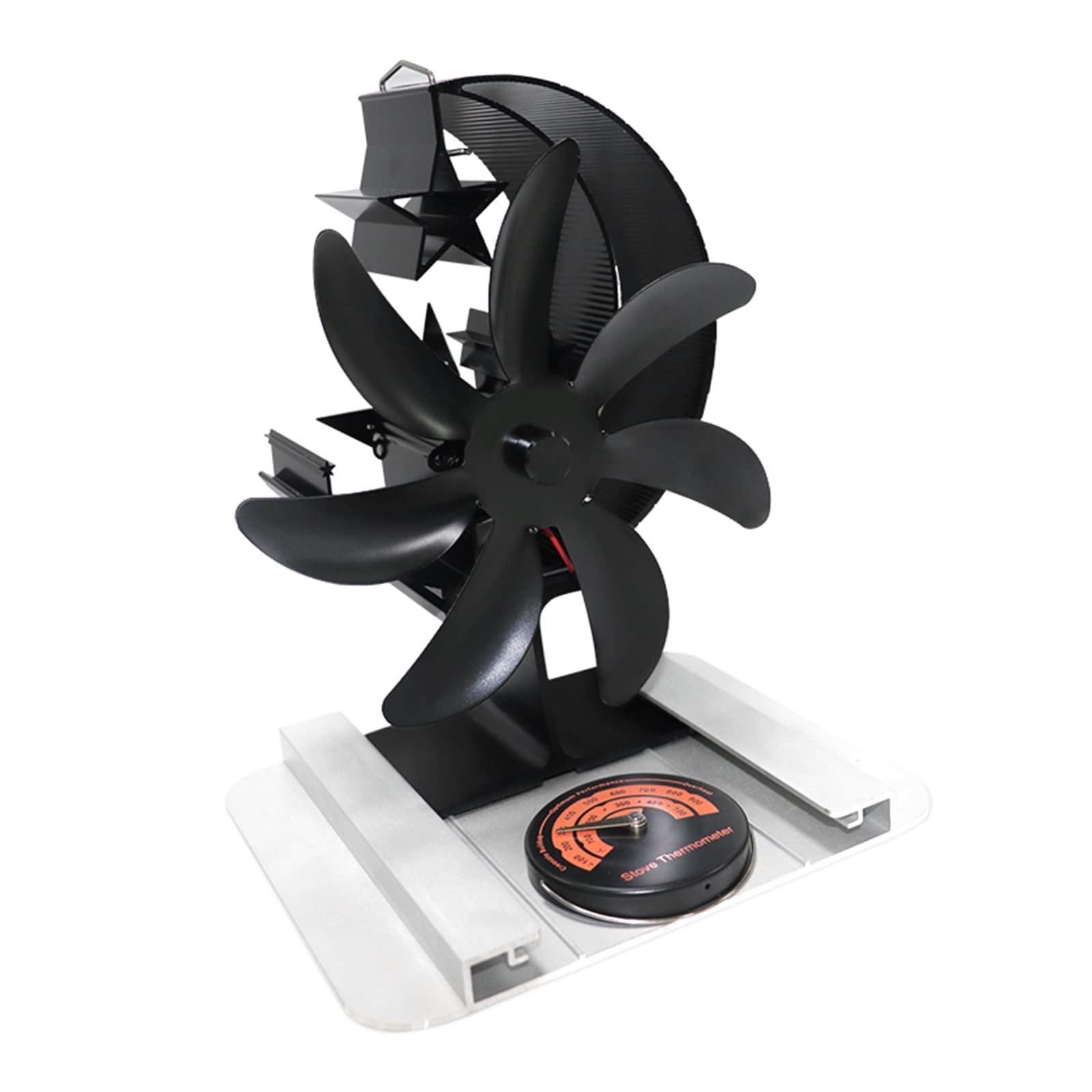 Buxuaaaa Black Wood Stove Fan Fan For Wood Burning Stove Heat Powered Accessories Quiet Circulating Non-Electric Heat Powered