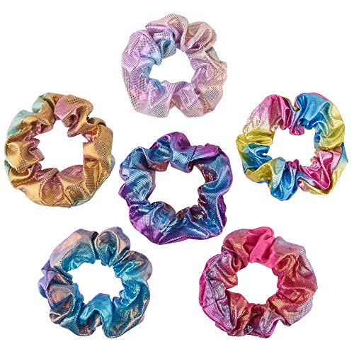 Hair Silk Scrunchies Satin Elastic Hair Bands Velvet Scrunchy Chiffon Hair Ties Ropes Scrunchie for Women Girls Hair Accessories (Laser 1-6PCS)