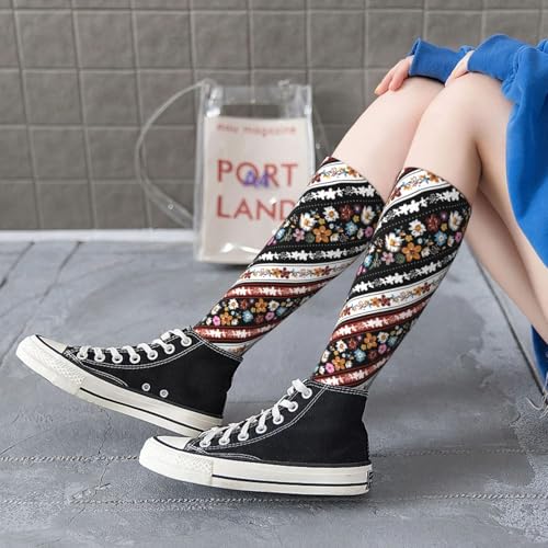 Image of Knee High Socks for Women Girls Fashion Women's Festival Stockings for Casual Running Work Travel