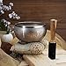 Ajuny Tibetan Singing Bowl Set - Handcrafted Meditation Brass Sound Bowl with Stick and Cushion for Yoga, Chakra Healing, Mindfulness and Stress Relief Spiritual Gifts - Beige