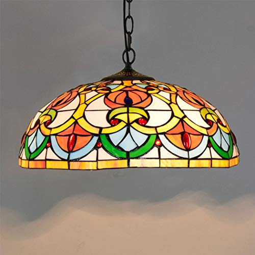Lustre en vitrail Tiffany créatif avec abat-jour fait main et monture rétro E27
