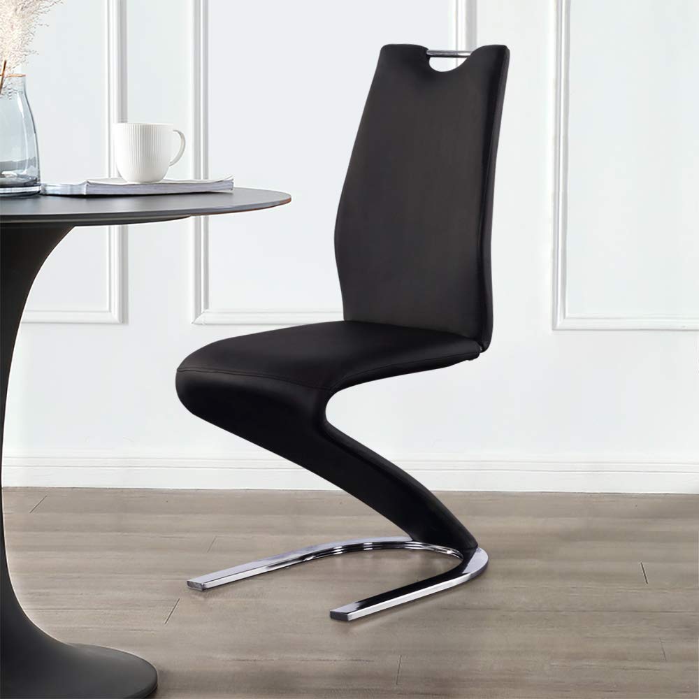 JIEXI Silla de Comedor Original de Sirena, para Adultos escandinavos, sillas de Escritorio de Ocio, Creativas de Piel, Barra de Arte (2 sillas Negras)
