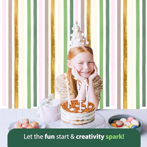 Image of 6 Sage Green Streamers, 492ft Pack of Crepe Paper Party Decorations | Each roll is 82 ft long and 1.8 Inch wide ideal for Birthday Party Decor, Wedding Decorations and Anniversary Celebration