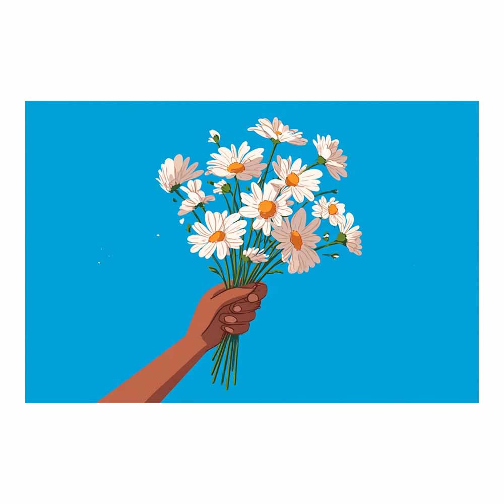ZAMAEIU Nature Landscape Picture Hand bouquet Large Modern Scenic Painting, for Living Room Bedroom Bathroom Dinning Room Home Office Wall Decor(white)-60x90cm Unframed