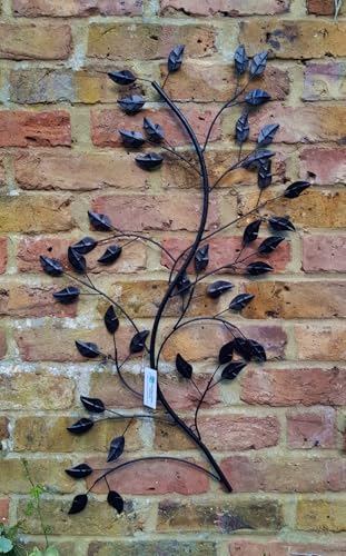 Image of Inspirational Gifting Leaves and Branch Tree Wall Art - beautifully finished metal in matt black - 77cm tall - ideal for your home or Garden