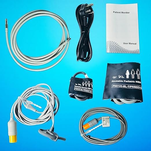 Image of OTICA CMS 5100 Patient Monitor for Hospitals | Measures Heart Rate, SpO2, Arm Blood Pressure, Temperature | Vital BP Monitor for Patient (CMS 5100 with Pediatric Accessories), Multicolor