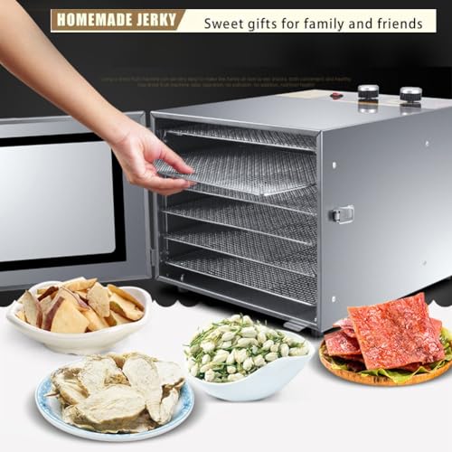 6 Tablett Dörrgerät Dörrautomat Rostfreier Stahl Lebensmitteltrockner Mit Timer Und Temperaturregelung Obsttrockner Maschine Für Dörrfleisch, Fleisch, Obst, Gemüse, Kräuter Leicht Zu Reinigen 600W – Bild 4