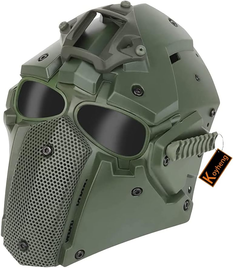 Koyheng Airsoft mask, Tactical Helmet Full face mask with Side Rails and NVG Bracket Protective mask