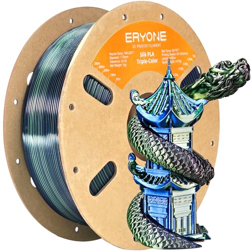 Image of ERYONE Silk Tri Color PLA Filament 3D Printer 1.75mm + /- 0.03mm, Multicolor Filament Tricolor PLA 1KG(2.2lbs) Cardboard Spool, Dark Green & Midnight Blue & Black