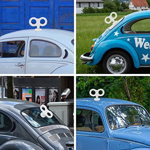 Image of 3D Car Wind Up Key, Cute Clockwork Car Roof Rear /Top /Trunk /Sunroof Decoration Universal Auto Exterior Accessory for DIY Styling & Decoration (White)