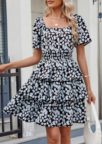 Image of PRETTYGARDEN Women's Summer Floral Ruffle Short Dress