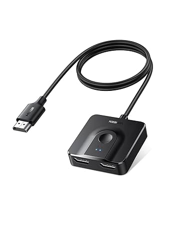 UGREEN HDMI Switch 4K 60Hz HDMI 2.0 Switcher Splitter 2 in 1 out Bi-Directional HDMI Switch Box Hub with 3.3FT HDMI Cable, Supports 4K 1080P 3D HDCP 2.2, Compatible for TV, Monitor, Fire Stick, laptop