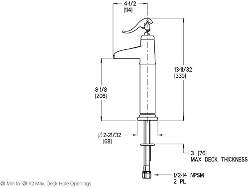 Miniatura 9 de Pfister LG40YP0U Ashfield Grifo de baño de un solo recipiente de control en bronce rústico, modelo de eficiencia hídrica