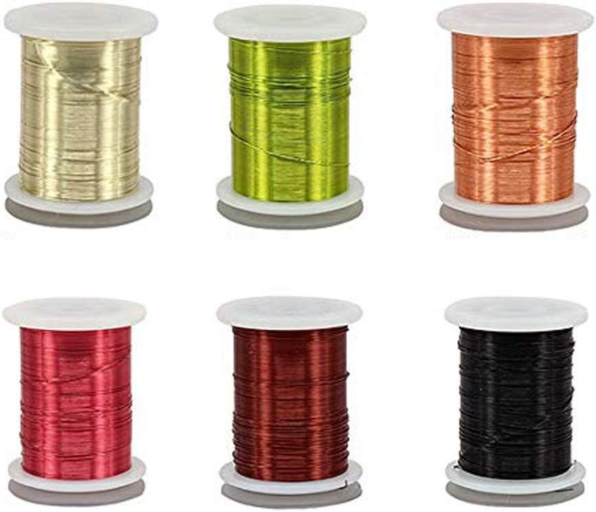 Riverruns 6 Color/Set Non-tarnishing Ultra Copper Wire 0.1mm, 0.2mm, 0.3mm Super Realistic Fly Tying Material Proudly from Europe Great Choices for Larve Nymph, Streamer (0.2mmโWire Pack)