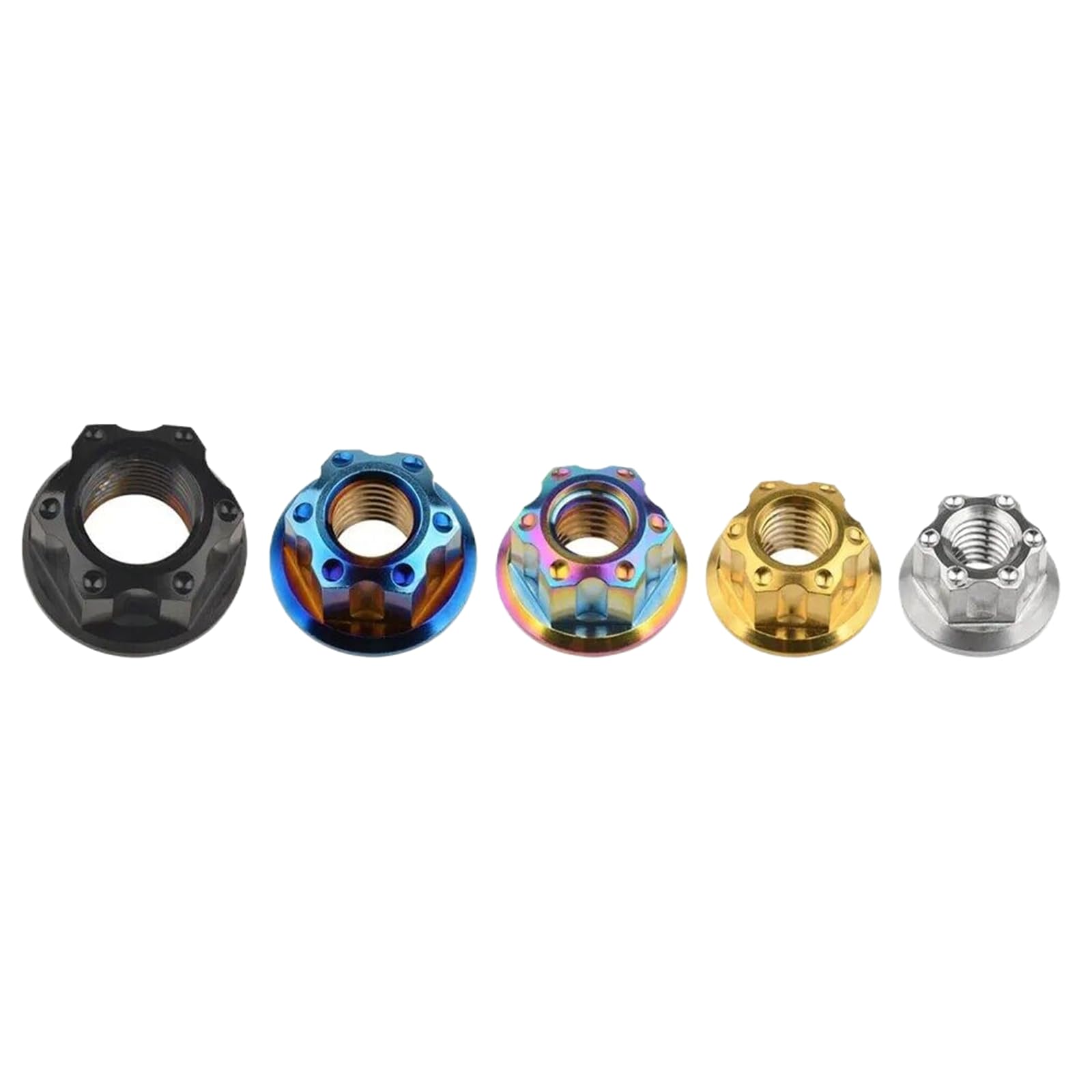 Écrous à Bride Hexagonale en Titane Ti M6 M8 M10 M12 M14 M16, 5 pièces, Accessoires de Frein pour Moto et Vélo, Bleu brûlé, M14 1,5mm