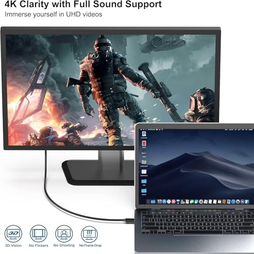 Image of Tobo USB C to DP Cable, 4K@60Hz Type C to DP Cord 6ft, Thunderbolt 3 Compatible with MacBook Pro /Air, for iPad Pro, for Surface, for Galaxy S20, for Dell XPS 13 and More TD-175TC