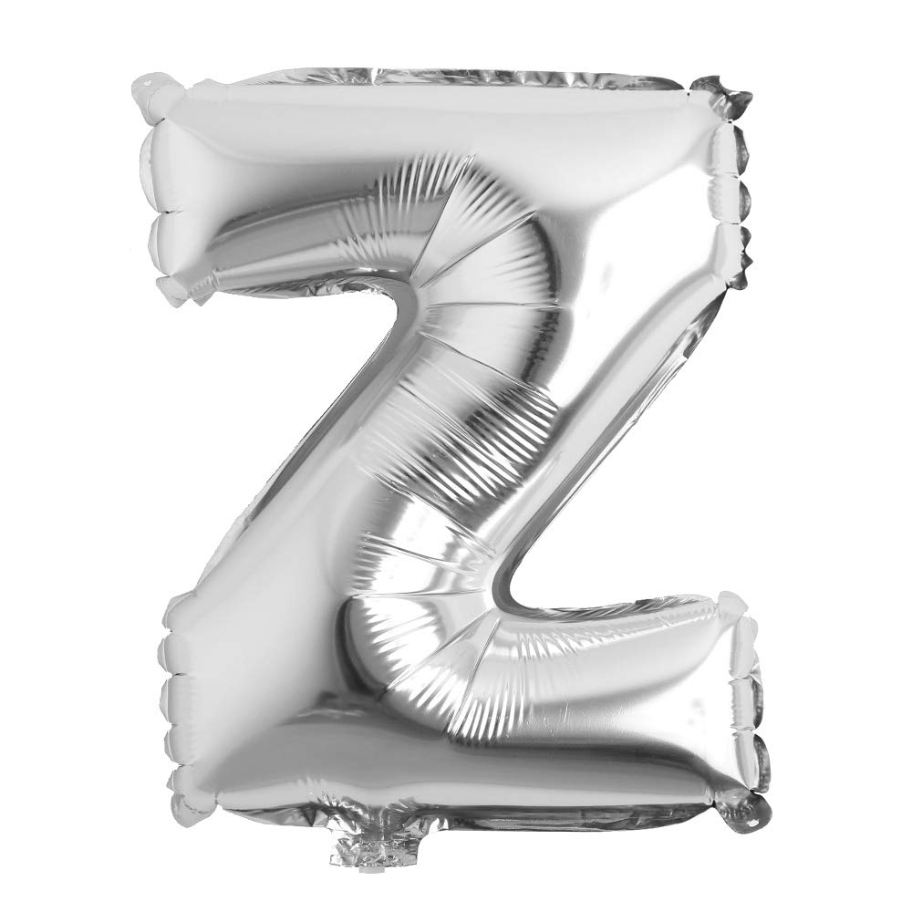 16" inch Single Silver Alphabet Letter number Balloons Aluminum Hanging Foil Film Balloon Wedding Birthday party decoration banner Air Mylar Balloons (16 inch Silver Z)