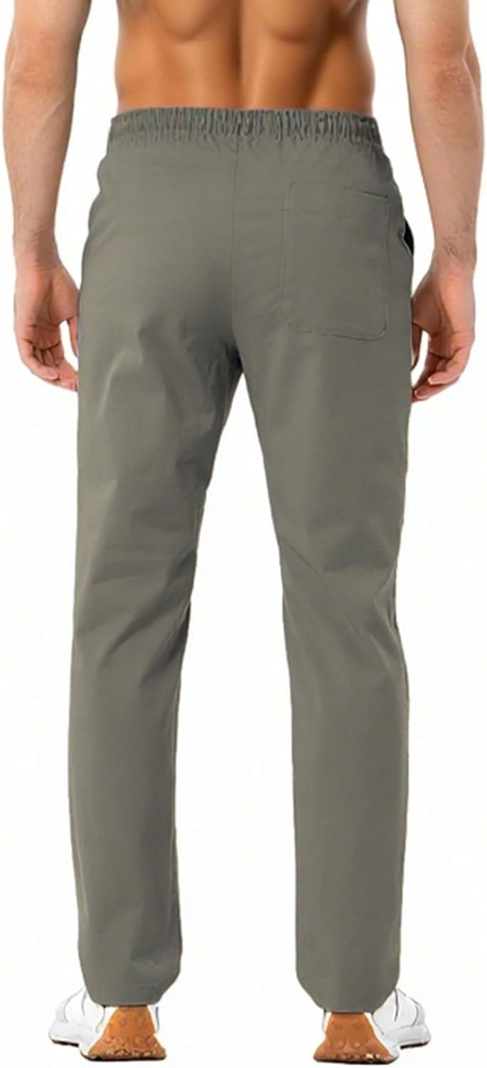 Men's Casual Pants Lightweight Drawstring Stretch Khaki Pants with Pockets Sweatpants Chino Jogger Pant - Image 2