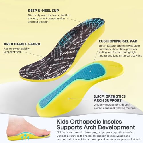 Kids Orthopedic Tennis Shoes for Boys and Girls: Comfortable Casual Plantar Fasciitis Arch Support Athletic Running Sneakers, Orthotic Breathable School Sports Walking Shoes for Foot and Pain Relief3