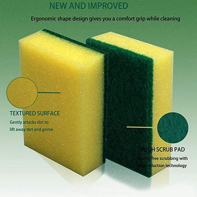 Magic Providers Sponge Scrub Brite Pad for Utensils Cleaning in Kitchen Long Lasting Stain Removal Scrubber for Dish wash Liquid - Pack of 10 4