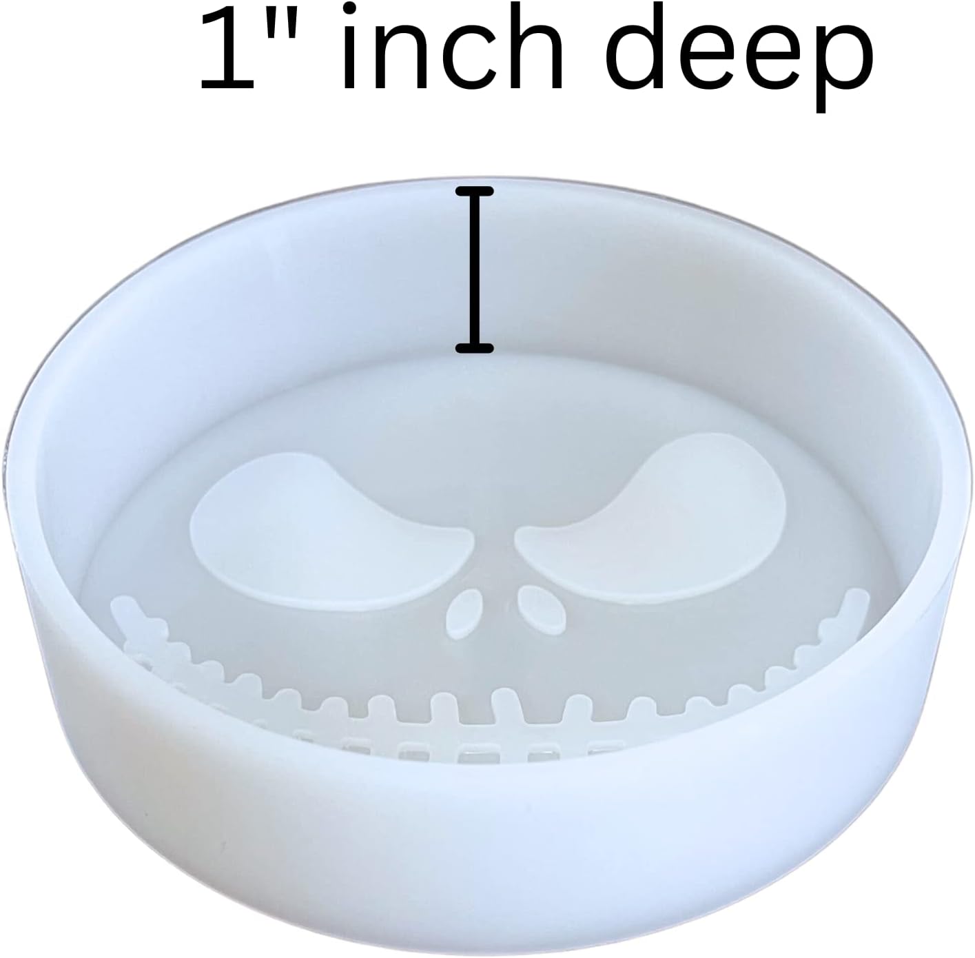 Skull Jack Nightmare Round Face Freshie Silicone Mold for Scented Aroma Beads Car Candle, Soap Oven Safe to Bake Heat Resistant to 400 F 4 x 4 x 1” inch