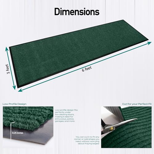 Image of MaxMat Extra Large Commercial Door Mat, Rubber Border Heavy Duty Door Mat, Waterproof, Low-Profile, Easy to Clean, Rubber Entry Mat. (Green, 3 x 6 feet)