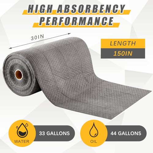SmoothNovelty 30" W x 150' l Oil Absorbent Mat Roll Oil Pads Absorbs up to 40.2 Gallons Heavyweight Mat Roll for Protecting Home Garage Basement(Gray) by SmoothNovelty - Image 2