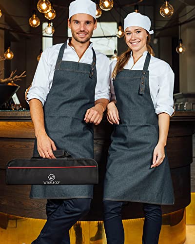 Wessleco Chef Knife Bag(5 Slots), Knife Case Nylon Kitchen Storage Knife Carrying Pouch Red #TOP2