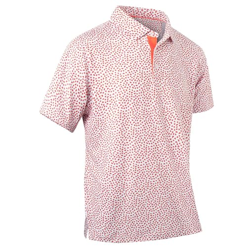 Golf Shirt for Men Short Sleeve Dry Fit Moisture Wicking Casual Short Sleeve Performance Print Stylish Collared Polo Shirts Watermelon