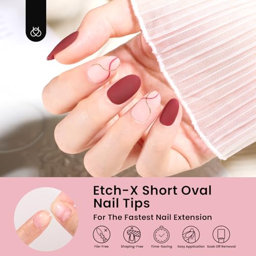 Image of Beetles Gel Nail Tips Short Oval 576Pcs, 12 Sizes Pre-Shaped Half Matte Press On Nails Gelly Tips False Nails for Gel Full Cover False Nails Home DIY Nail Salon Gifts for Girls Women