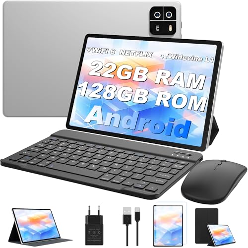 Neueste Tablet 10 Zoll Android,Tablets 22GB RAM+128GB ROM(1TB TF) Octa-Core,Widevine L1,5G+2.4G WiFi, GMS,BT 5.0, 8000mA...