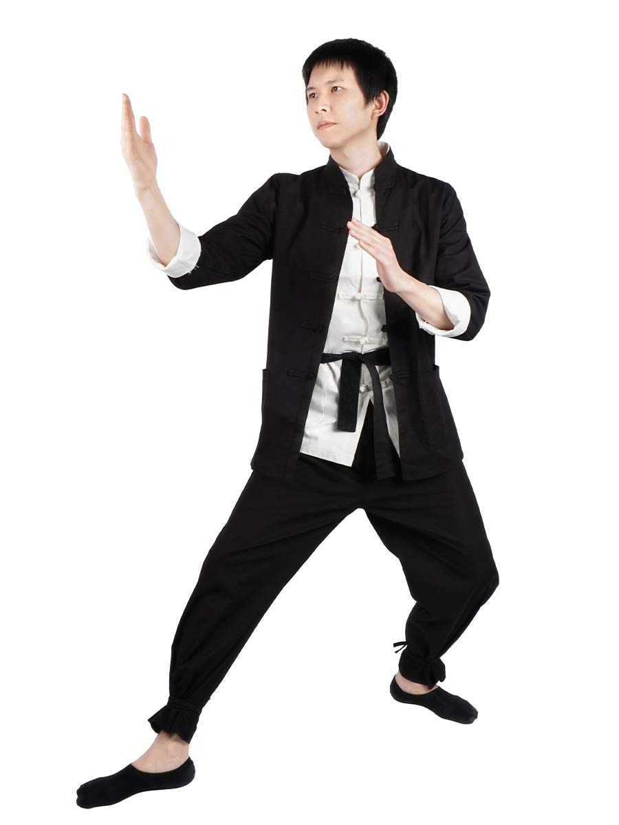 CoolChange Chinesischer Kung Fu/Tai Chi Kampfanzug | Schwarz | Baumwolle | Größe: L