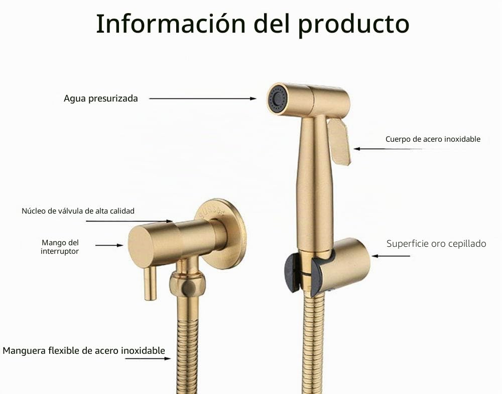 [LOSCHEN] Pulverizador de Bidé Para Inodoro, Pulverizador de Mano de Acero Inoxidable Para WC, Grifos de Bidé Shattaf Pulverizador (Dorado)